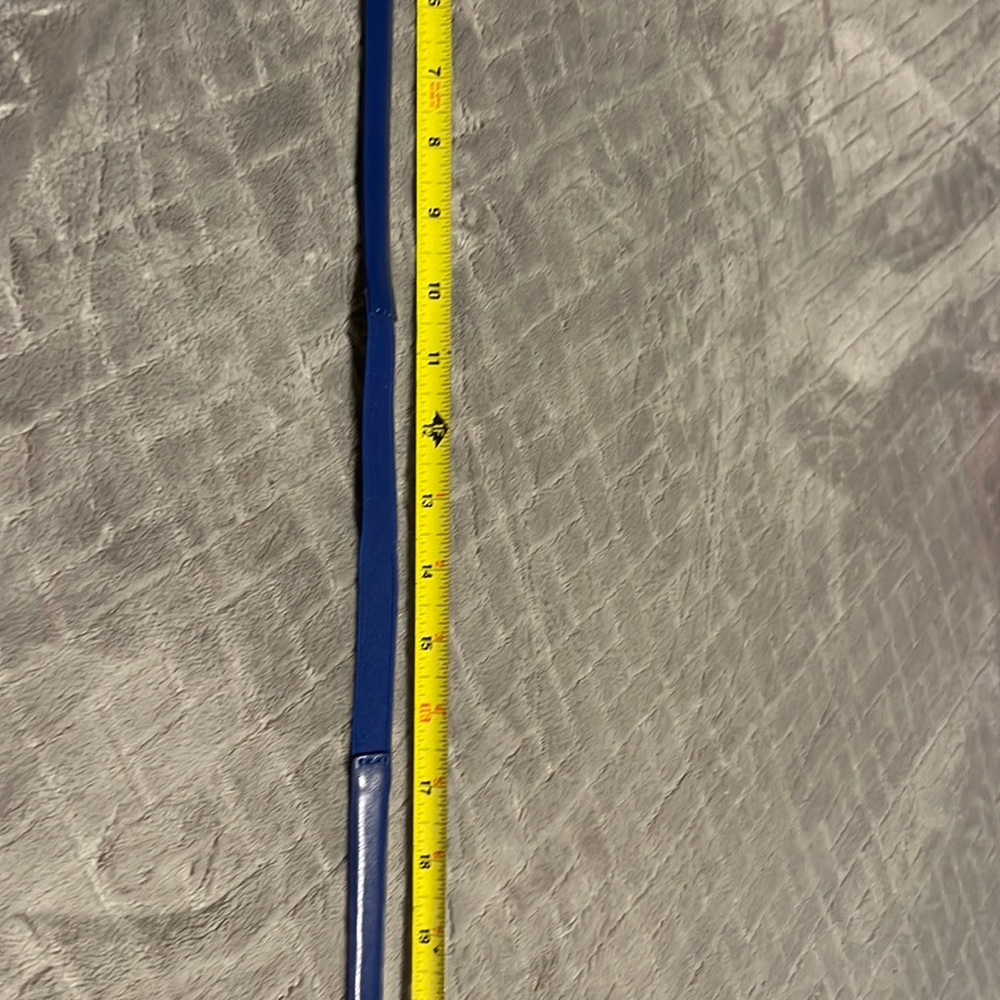 Blue Belt-27 inches but has stretch portion in back.